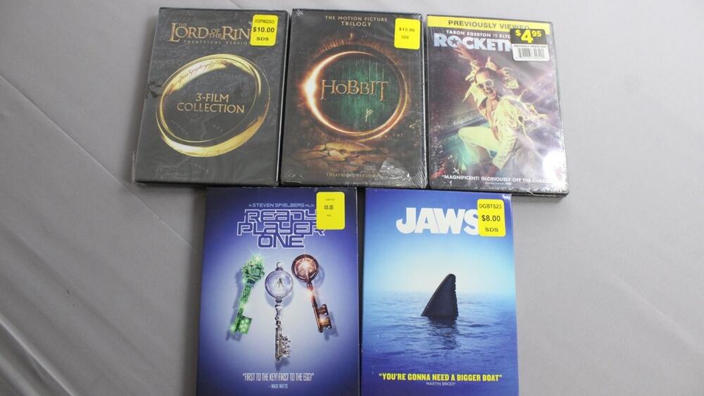 5 DVD Movie Lot Sealed Lord Of The Rings Hobbit Jaws Ready Player One Rocketman